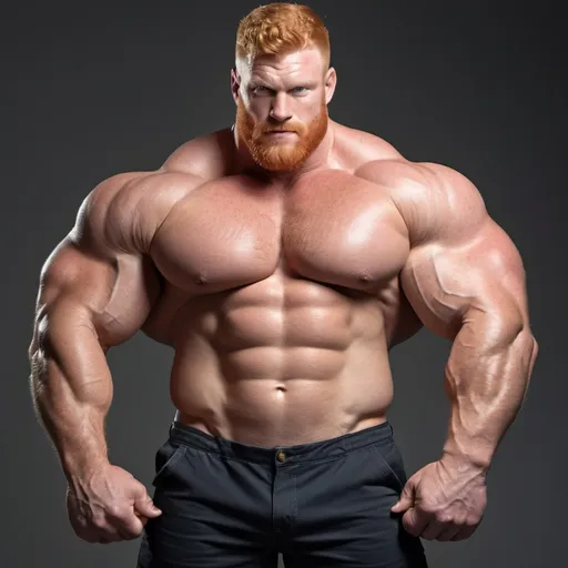 Prompt: Two muscular men kissing. sexiest huge strongest muscular realistic mighty bodybuilder, gay dream handsome daddy. Strong muscular man with giant size muscle. 100000 inch arm. 200000 inch chest. 800000000 kg. Tall. Big pumped chest, big muscular legs. Very wide shoulders, big round shoulders, strong, masculine, hairy, abs. Handsome, daddy, ginger. V shape, wide shouldersStrongest man alive. Chunky. Bulking. Fat. Realistic. Upper body view
