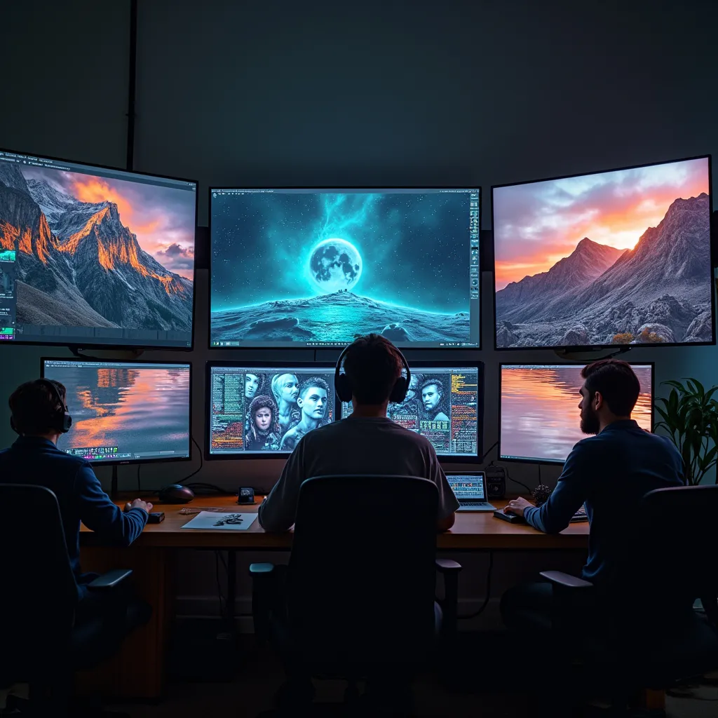Prompt: People on computers making ai images
