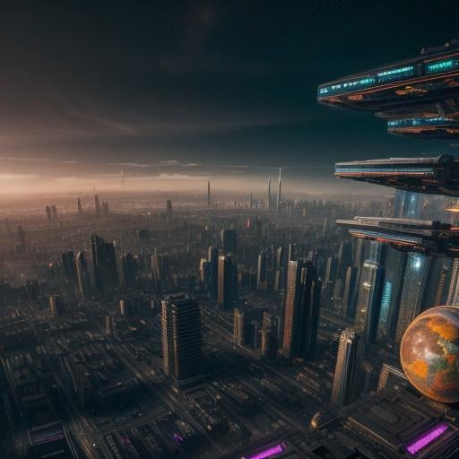 Realistic cyberpunk planet Unicron, space setting, 4...