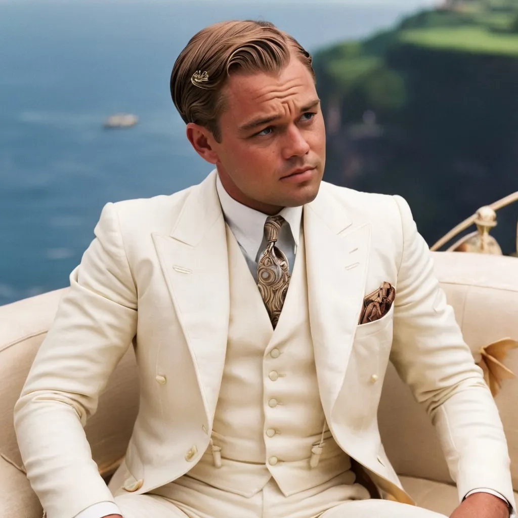 Prompt: the great gatsby sitting on planet 
