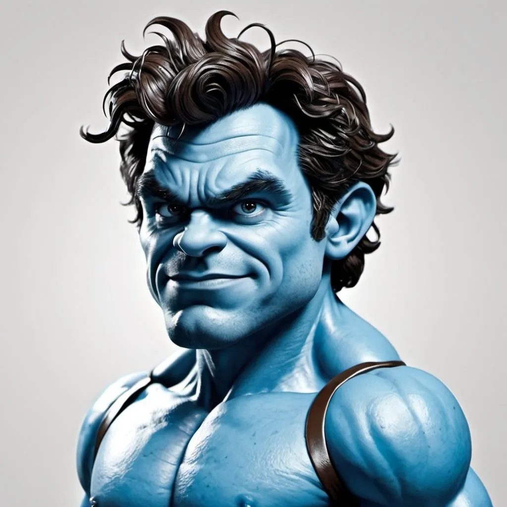 Prompt: Bruce Banner in 3d smurf style