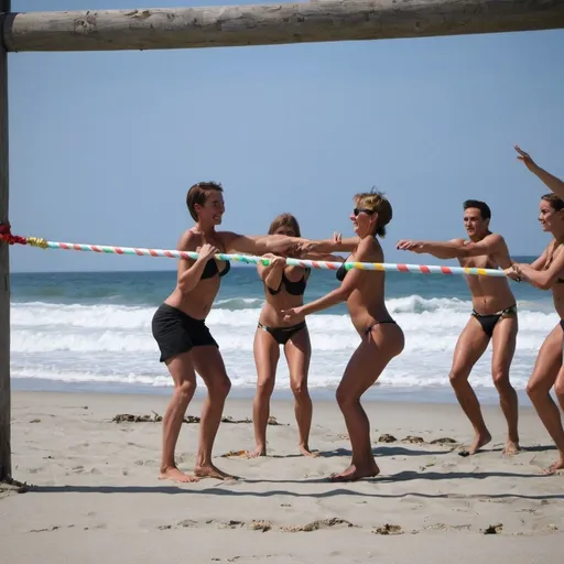 Prompt: Limbo contest on the beach