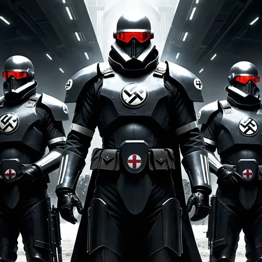 Prompt:  futuristic Nazi super soldiers dystopian art