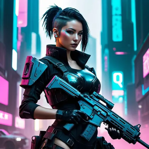 cyberpunk futuristic amour super soldier with gun dy...