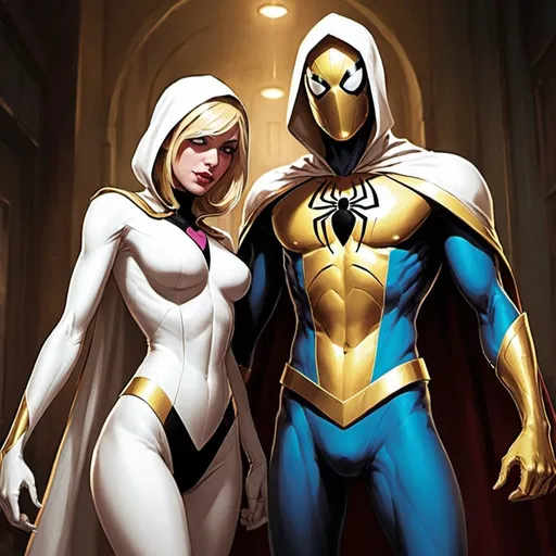 Prompt: hot combination of Doctor Fate and Spidergwen