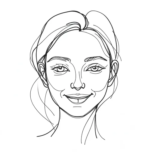 Prompt: One line art women face smiling unfinished minimalist sketch on white background 