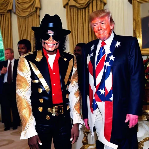 Prompt: Michael Jackson with Donald Trump