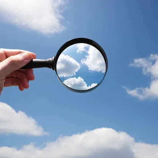 Prompt: magnifying glass in the sky
