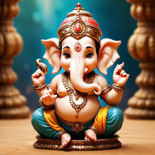 Prompt: baby ganesha in a playing  avatar
with magnifecient bagground