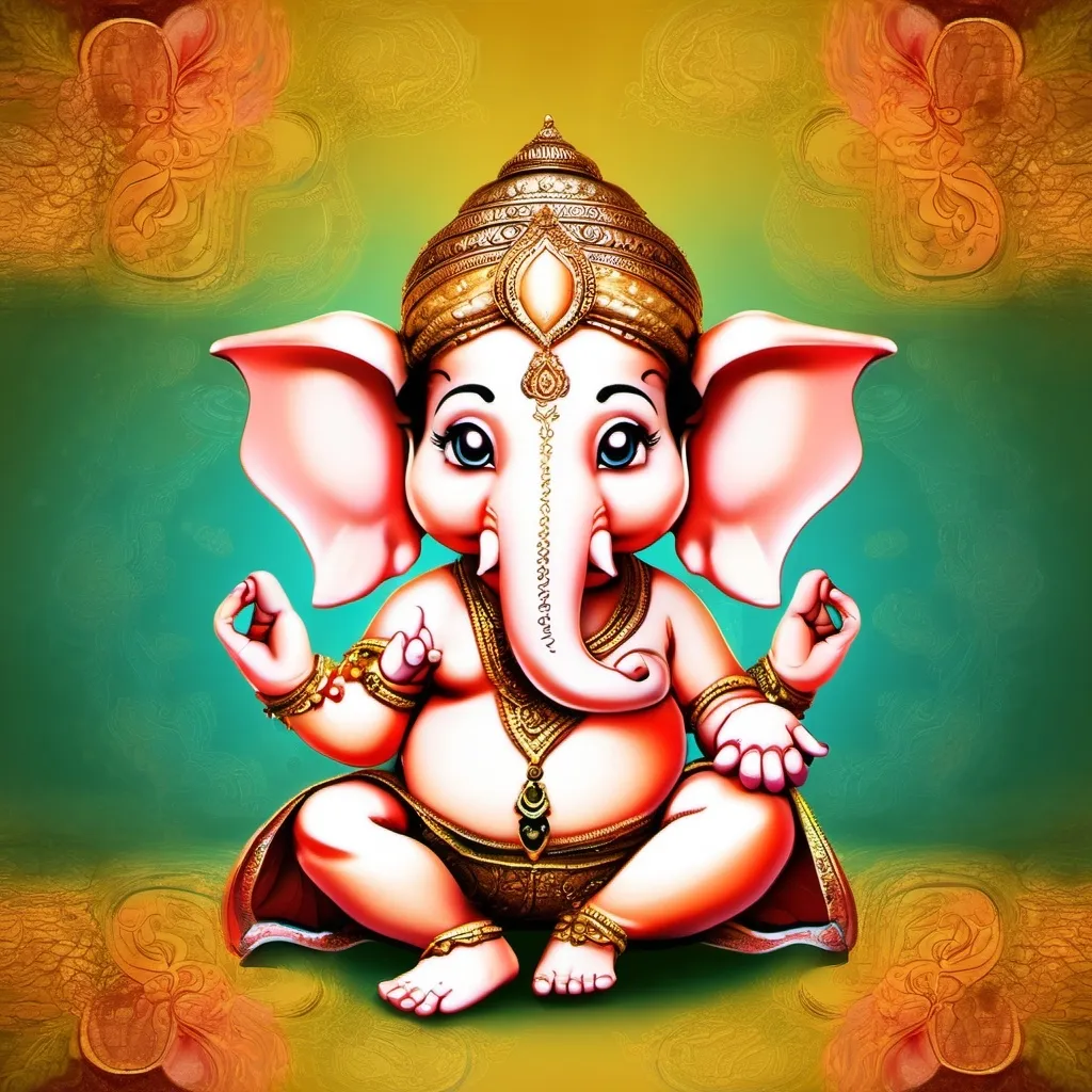 Prompt: baby ganesha in a playful avatar
with magnifecient bagground