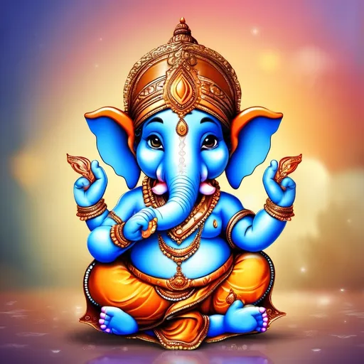 Prompt: baby ganesha in a playful avatar
with magnifecient bagground