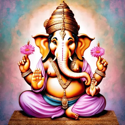 Prompt: Dreamy pastel portrait, bal ganesha
with magnifecient bagground