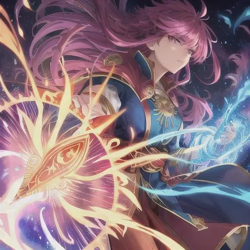 Prompt: Wind mage wielding fire magic, mystical fantasy landscape, vibrant and fiery color palette, flowing robes billowing in the wind, intricate details on magical staff, intense and powerful expression, high quality image, fantasy, mystical, vibrant colors, dynamic pose, detailed robes, elemental magic, atmospheric lighting
