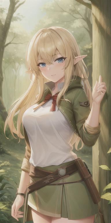 Prompt: Cute female Wood Elf Ranger, Blonde Hair, Woods, hd, High quality, 4k