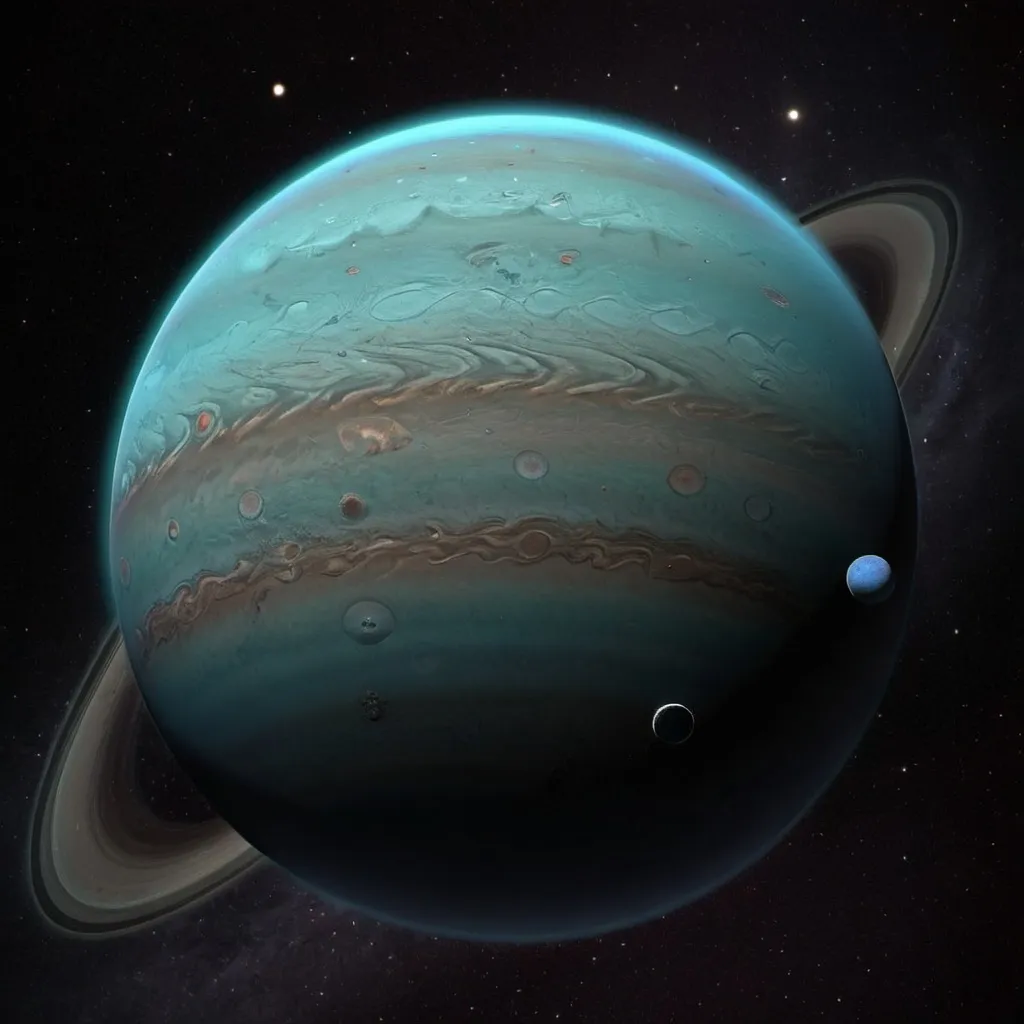 Prompt: Planet neptune with moons