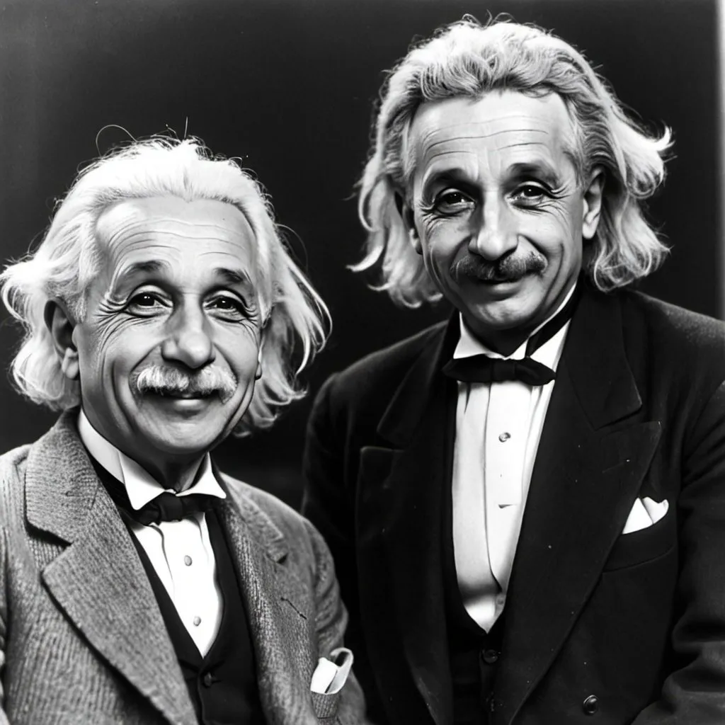 Prompt: Einstein and Newton smiling 