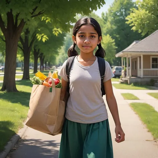 Prompt: In a small town, there lived a young girl named Maya. She was known for her kindness and honesty. One day, while walking in the park, Maya noticed an elderly woman struggling to carry her groceries. Without hesitation, Maya rushed to help her.