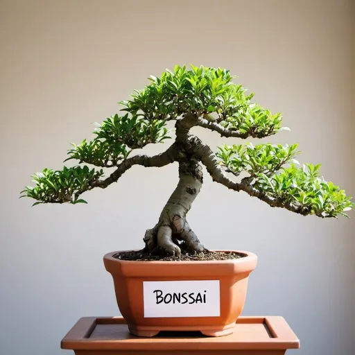 Prompt: a bonsai with the text $BONSAI writen in the flowerpot