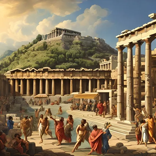 Prompt: ancient greece marketplace 