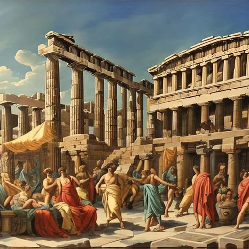 Prompt: ancient greece marketplace 