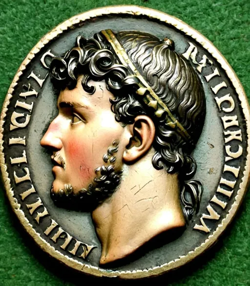 Prompt: Create a ancient roman coin with the side profile using the supplied photo.