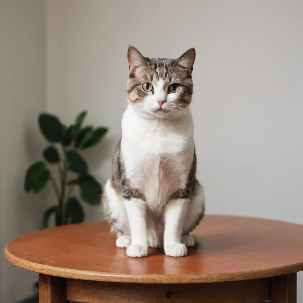 Cat sitting on table hotsell