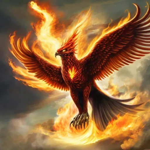 Prompt: A phoenix is flying with fire,Harry Potter,Magic world