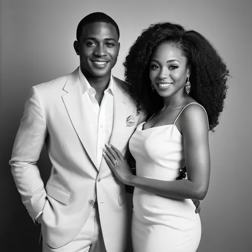 Prompt: black and white pictures of wealthy heterosexual African American couples in their 20s-30s