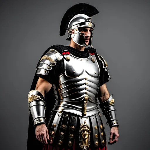 Prompt: Soldier in a roman armor black