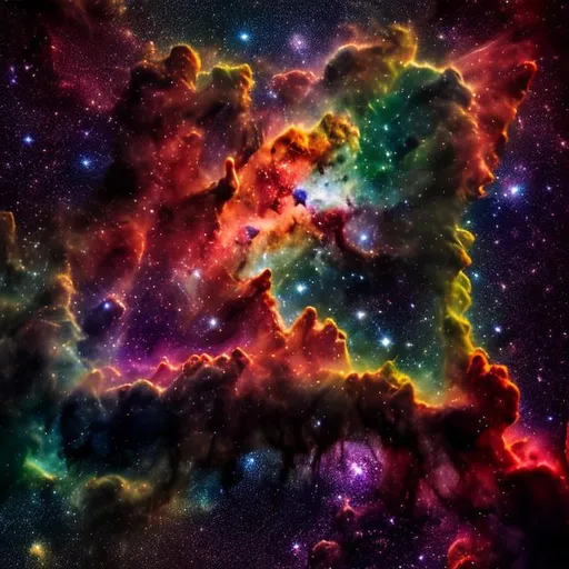 Prompt: Colorful and intricate galactic nebula, swirling clouds of gas and dust, illuminated by the light of newborn stars, high quality, detailed, digital art, cosmic, vibrant colors, space fantasy, intricate patterns, cosmic clouds, luminous stars, ethereal lighting