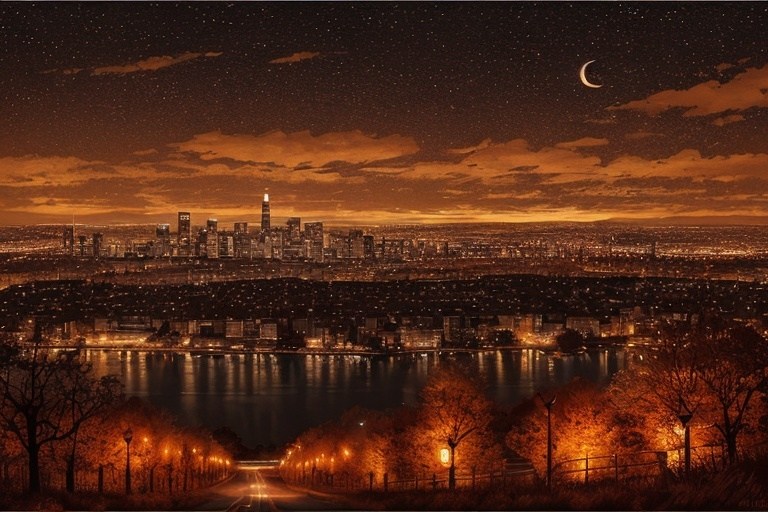 Prompt: "Autumn Night Cityscape"