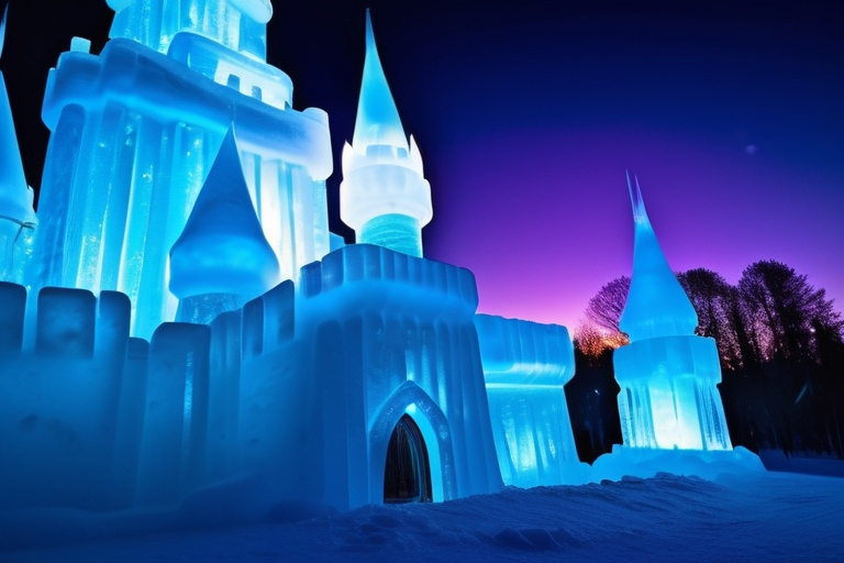 Prompt: Life-sized Ice castle of the ice queen of fairies Professional photography, bokeh, natural lighting, canon lens, shot on dslr 64 megapixels sharp focus