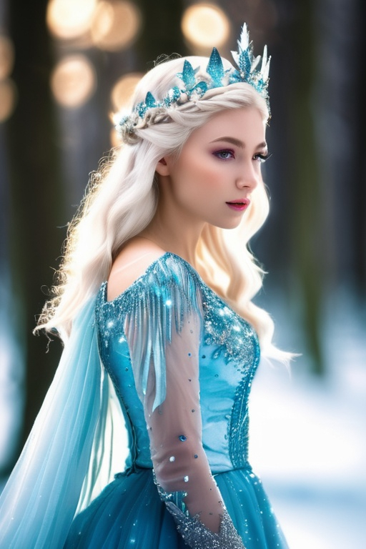 Prompt: photo of the ice queen of fairies Professional photography, bokeh, natural lighting, canon lens, shot on dslr 64 megapixels sharp focus