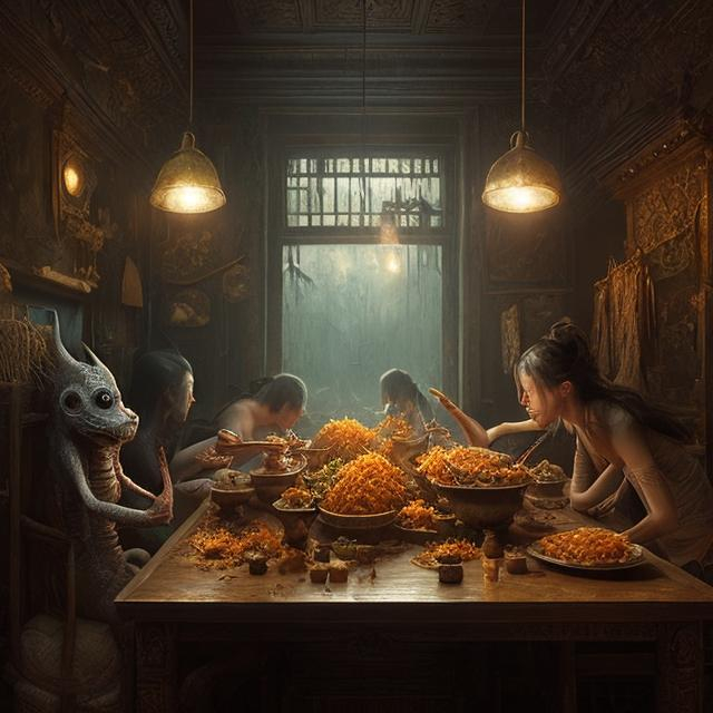 Prompt: epic professional digital art of hungry rice, atmospheric lighting, painted, intricate, detailed, by leesha hannigan, wayne haag, reyna rochin, ignacio fernandez rios, mark ryden, iris van herpen.