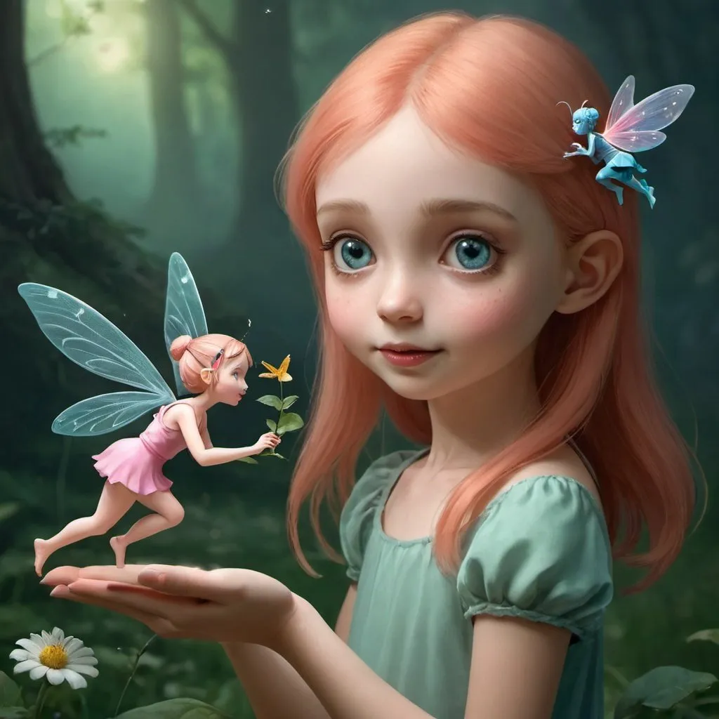 Prompt: girl with a fairy friend
