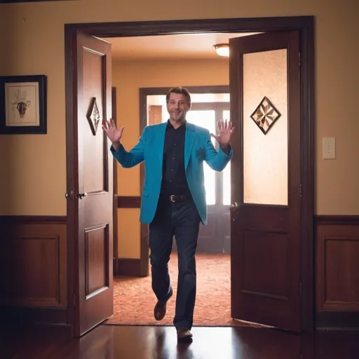 Prompt: Magic Steve Entering the Room