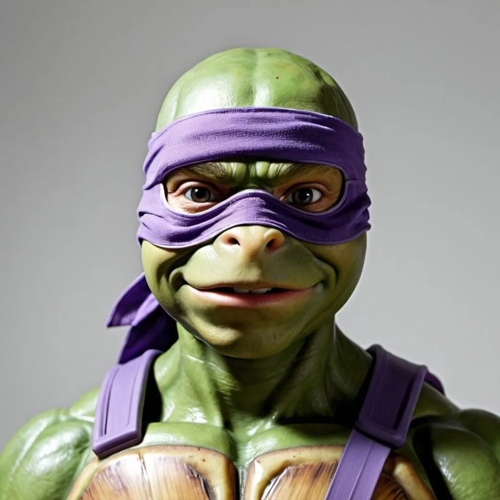 Prompt: Donatello the ninja turtle with  a protective mask for his broken nose 