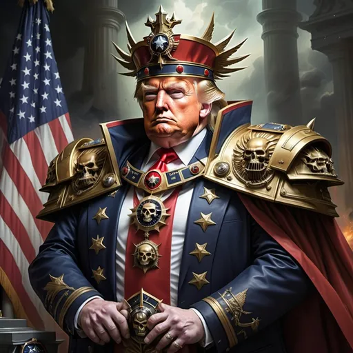 Prompt: Warhammer 40k Donald Trump as the God Emperor of the United States of America