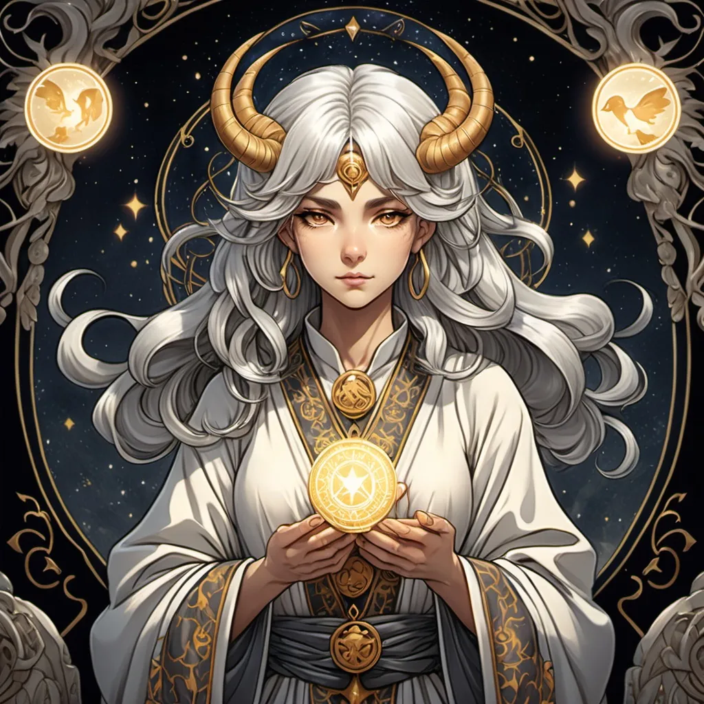 Prompt: tarot card Anime illustration, a silver-haired woman, detailed ornate cloth robe, dramatic lighting

Crie uma imagem dos signos sol em leão  lua em aries e ascendente em capricornio  três amigos