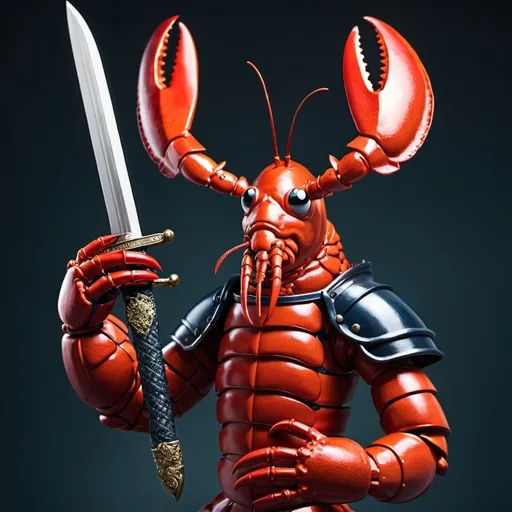 Prompt: lobster holding a sword
