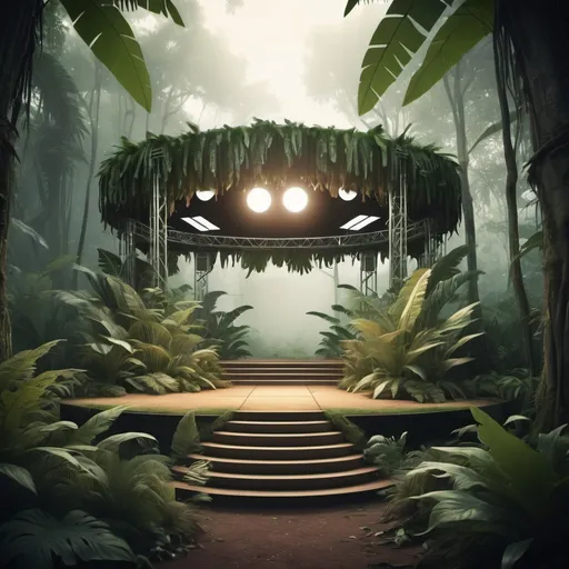 Prompt: Futurist Stage in Jungle Atmosphere