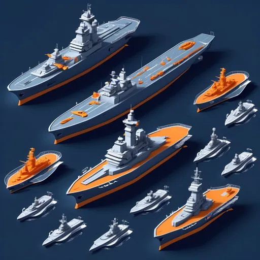 Prompt: Modern promotional gaming advertisement, naval warfare mobile game bot automation tool, blue and orange color scheme, professional graphic design, high-quality marketing material, featuring battleships and aircraft carriers, minimalist icons, clean typography, Facebook post style, --ar 16:9 --stylize 1000 --chaos 5 --quality 2