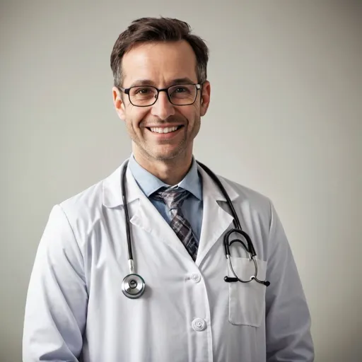Prompt: A 1000x750 image showing a human doctor standing happily.
