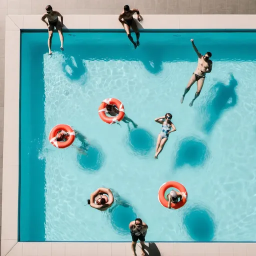 Prompt: people swiming in a pool