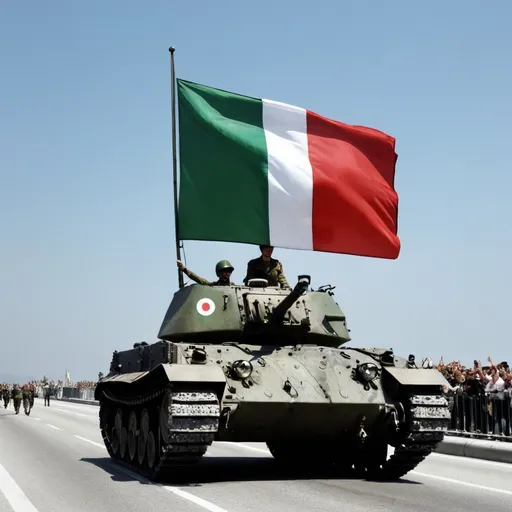 Prompt: tank carrying Italian flag