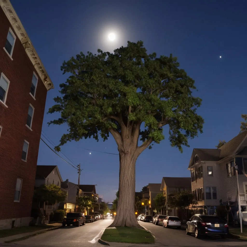Prompt:  Calle Derecha       Árbol
                   (al frente)                      |
                             |
                      [EsquinaEstrellas brillando
                          Luna en forma de "ojo" arriba
                                      
                Árbol      Casa       Calle Izquierda 1       Árbol
                   |        |                 |                 |
Calle Atrás Izq <--+--------+-----------------+-----------------+--> Calle Atrás Der
                   |        |                 |                 |
                Árbol      Casa       Calle Izquierda 2       Árbol
                             |
                             |
                         Tú aquí (de espaldas)
                             |
                             |
        Árbol       Casa       Calle Derecha       Árbol
                   (al frente)                      |
                             |
                      [Esquina con apartamento]
                             |
                        Mundo flotando
                          Vacío abajo

1:00 AM
Snow
Personaje mirando al frente con una chaqueta 
Hojas callendo 
Luz nocturna callejeras
Night 