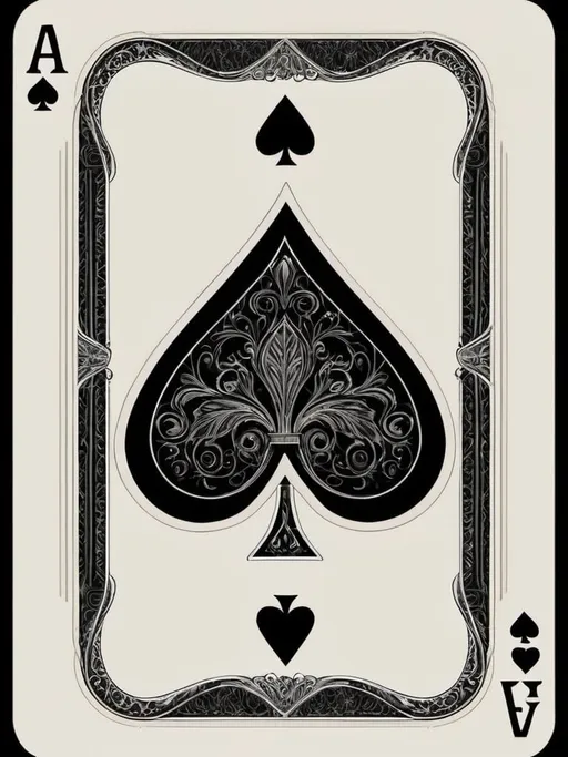 Prompt: generate a detailed ace spade card with lines  inside the spade