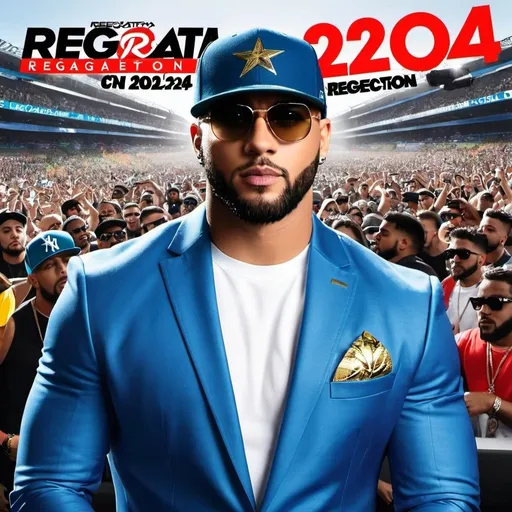 Prompt: crear una portada de CD con el titulo:  REGGAETON 2024