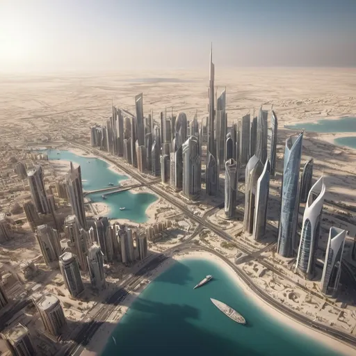 Prompt: 3D renderings of current cityscape in qatar