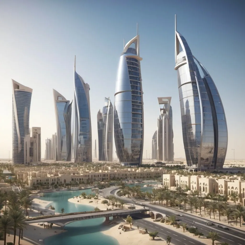 Prompt: 3D renderings of current cityscape in qatar